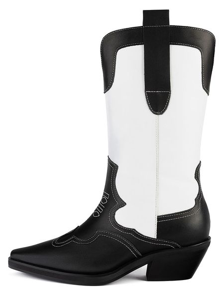 Loft37 Skórzane kowbojki w kolorze czarno-białym rozmiar: 40. Białe kozaki loft37, na zimę, bez obcasa, bez zapięcia. Za 748.50 zł.