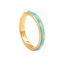 Pierścionek Colors z turkusową emalią pozłacany. Niebieskie pierścionki Lilou, z turkusem, pozłacane. Za 149.00 zł.