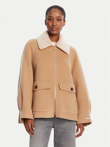 Marella Płaszcz wełniany Gettone 2523086011 Beżowy Loose Fit. Brązowe płaszcze Marella, na zimę, bez wzorów, z syntetyku, bez kaptura. Za 2,009.00 zł.