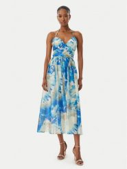 Marciano Guess Sukienka koktajlowa G6GK53 W1985 Niebieski Regular Fit. Niebieskie sukienki Marciano Guess, z aplikacjami, z lyocellu, wizytowe, bez kołnierzyka, bez ramiączek. Za 1,219.00 zł.