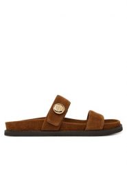 Tory Burch Klapki Romy Sport 183266 Brązowy. Brązowe klapki Tory Burch, bez wzorów, ze skóry, bez obcasa. Za 1,659.00 zł.