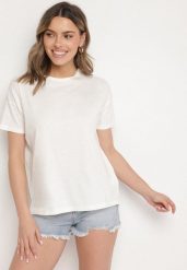 Beżowy Klasyczny T-shirt Oversize z Bawełny Zivassa. Brązowe t-shirty Born2be, l, bez wzorów, z bawełny, bez kołnierzyka, bez ramiączek. W wyprzedaży za 25.49 zł.