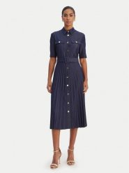 Fracomina Sukienka koszulowa FR26SD4003D470F9 Granatowy Regular Fit. Niebieskie sukienki Fracomina, xs, bez wzorów, z syntetyku, bez kołnierzyka, bez ramiączek, koszulowe. Za 839.99 zł.