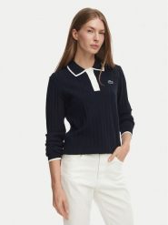 Lacoste Sweter AF8544 Granatowy Regular Fit. Niebieskie swetry Lacoste, bez wzorów, z wiskozy, bez ramiączek. Za 724.99 zł.