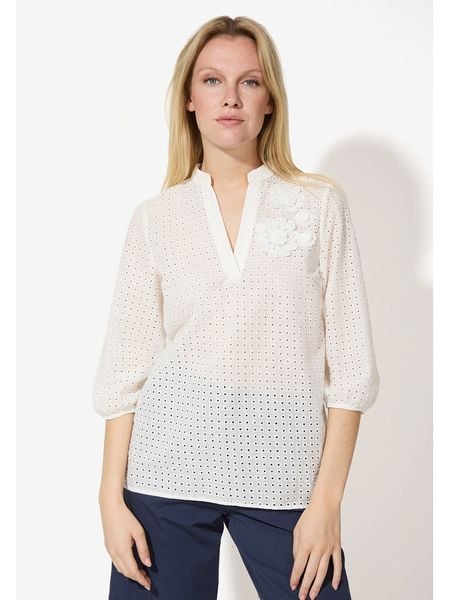 More & More Bluzka w kolorze białym rozmiar: 40. Białe bluzki More & More, z aplikacjami, bez kołnierzyka, bez ramiączek. Za 129.95 zł.