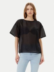 Bomboogie Bluzka SW9008TLYA5 Czarny Relaxed Fit. Czarne bluzki Bomboogie, bez wzorów, z lyocellu, bez kołnierzyka, bez ramiączek. Za 299.99 zł.