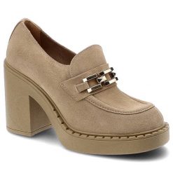 Beżowe Półbuty Lemar Wygodne Skórzane Buty. Brązowe czółenka Lemar, bez wzorów, ze skóry, bez obcasa, na obcasie, bez zapięcia. Za 331.99 zł.