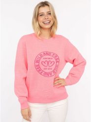 Zwillingsherz Bluza "Wild and Free" w kolorze jasnoróżowym rozmiar: L/XL. Różowe bluzy Zwillingsherz, l, bez wzorów, bez kaptura. Za 206.91 zł.