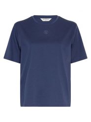 MOSS COPENHAGEN Koszulka "Melea Icon" w kolorze granatowym rozmiar: XS/S. Niebieskie bluzki Moss Copenhagen, s, bez wzorów, z bawełny, bez kołnierzyka, bez ramiączek. Za 65.85 zł.