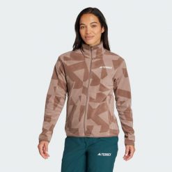 Bluza Terrex Multi Printed Full-Zip Fleece. Brązowe bluzy Adidas, s, bez wzorów, z materiału, bez kaptura. Za 299.00 zł.