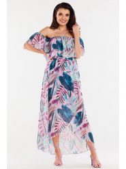 Awama Sukienka w kolorze niebiesko-jasnoróżowym rozmiar: L/XL. Niebieskie sukienki Awama, l, bez wzorów, bez kołnierzyka, bez ramiączek, maxi. Za 134.99 zł.