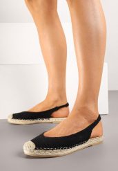 Czarne Sandały Espadryle z Plecionką z Odkrytą Piętą Nelazina. Czarne sandały Born2be, bez wzorów, z materiału, eleganckie, z otwartym noskiem, bez obcasa, na płaskiej podeszwie, bez zapięcia. W wyprzedaży za 74.99 zł.