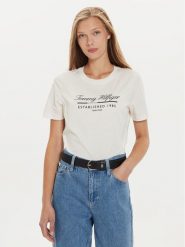 Tommy Hilfiger T-Shirt Script Graphic WW0WW43502 Écru Regular Fit. T-shirty TOMMY HILFIGER, xl, bez wzorów, z bawełny, bez kołnierzyka, bez ramiączek. Za 109.99 zł.