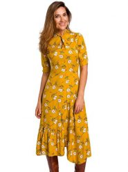 Stylove Sukienka w kolorze żółtym rozmiar: L. Żółte sukienki Stylove, l, bez wzorów, z wiskozy, bez kołnierzyka, bez ramiączek, midi. Za 210.81 zł.