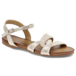 Złote Sandały S.Barski Wygodne Obuwie Damskie. Żółte sandały S.BARSKI, bez wzorów, eleganckie, bez obcasa, bez zapięcia. Za 129.00 zł.