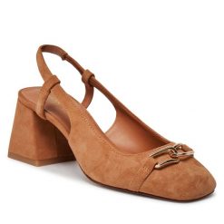 Sandały Geox. Brązowe sandały Geox, bez wzorów, bez obcasa, na słupku, bez zapięcia. Za 619.99 zł.