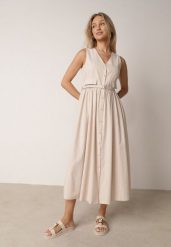 Beżowa Sukienka o Rozkloszowanym Kroju z Wiskozą i Bawełną z Paskiem Kelaliria. Brązowe sukienki Born2be, na co dzień, l, bez wzorów, z bawełny, eleganckie, bez kołnierzyka, bez ramiączek, maxi, proste. Za 159.99 zł.