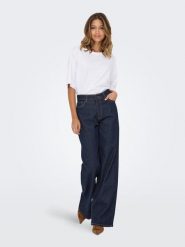 JDY Dżinsy "Ruby" - Wide Leg fit - w kolorze granatowym rozmiar: S/L32. Niebieskie jeansy JDY, l, z aplikacjami. Za 139.95 zł.
