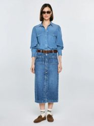 Spódnica damska midi jeansowa granatowa Gaia 627. Niebieskie spódnice Big Star, na co dzień, bez wzorów, z bawełny, eleganckie, midi, dopasowane. Za 229.99 zł.