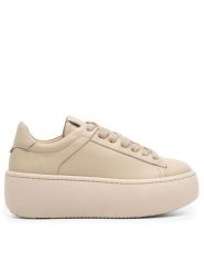 Simple Półbuty SILVIA-1 Beżowy. Brązowe czółenka Simple, bez wzorów, ze skóry, bez obcasa, na koturnie, bez zapięcia. Za 279.99 zł.