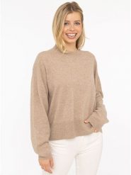 Zwillingsherz Kaszmirowy sweter w kolorze beżowym rozmiar: M. Brązowe swetry Zwillingsherz, m, bez wzorów, z kaszmiru, bez ramiączek. Za 462.29 zł.