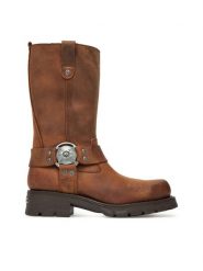 NEW ROCK Kozaki M-7610-C2 Brązowy. Brązowe kozaki NEW ROCK, ze skóry, bez obcasa, na płaskiej podeszwie, bez zapięcia. Za 1,149.00 zł.