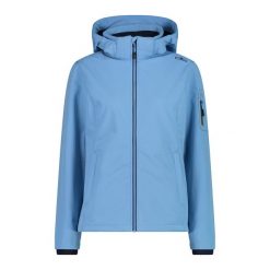 Damska kurtka turystyczna z kapturem CMP. Niebieskie kurtki sportowe CMP, xs, bez wzorów, z softshellu, z kapturem, trekkingowe. Za 356.00 zł.