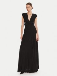 Elisabetta Franchi Sukienka wieczorowa AB-R15-56E2-V690 Czarny Regular Fit. Czarne sukienki Elisabetta Franchi, bez wzorów, z wiskozy, wizytowe, bez kołnierzyka, bez ramiączek. Za 2,989.00 zł.