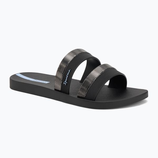 Klapki damskie Ipanema Mesh Slide. Czarne klapki Ipanema, bez wzorów, z materiału, bez obcasa. Za 89.00 zł.