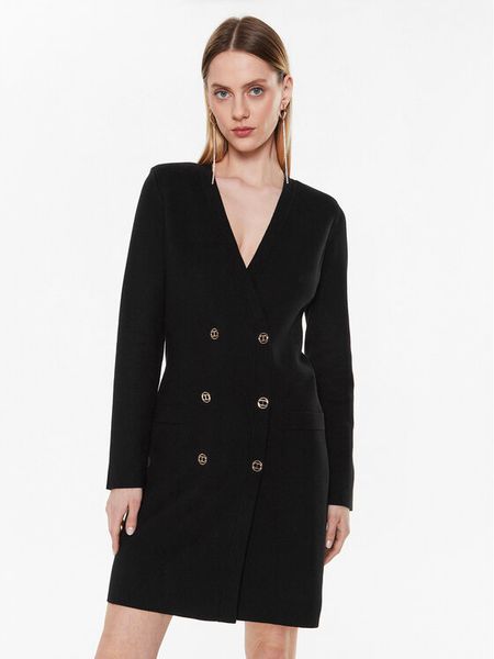 TWINSET Sukienka dzianinowa 231TP3100 Czarny Slim Fit. Czarne sukienki Twinset, s, bez wzorów, z dzianiny, bez kołnierzyka, bez ramiączek. Za 679.00 zł.