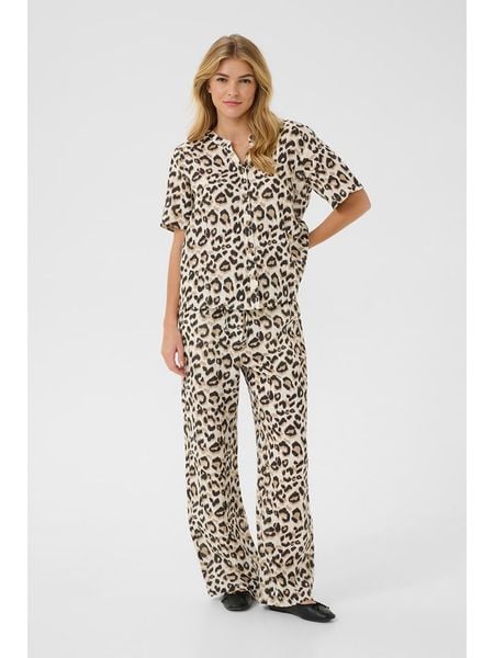 Kaffe Lniana bluzka w kolorze beżowym rozmiar: L/XL. Brązowe bluzki Kaffe, l, bez wzorów, ze lnu, bez kołnierzyka, bez ramiączek. Za 118.84 zł.