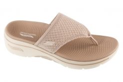 Japonki damskie, Go Walk Arch Fit 2.0 Sandal - Carrie. Brązowe klapki Skechers, bez wzorów, z materiału, bez obcasa. Za 249.99 zł.