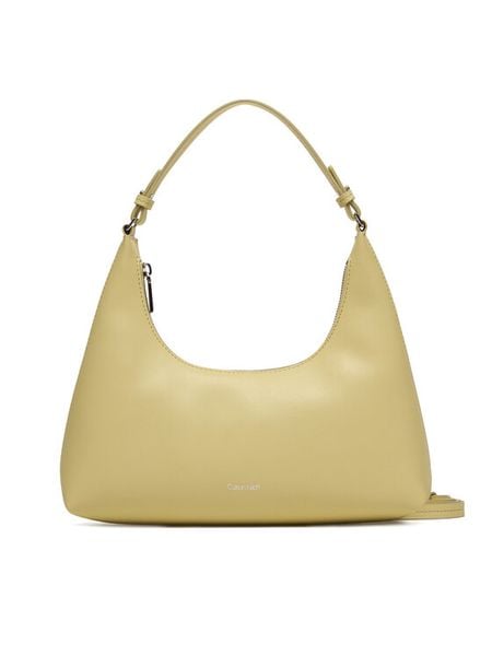 Calvin Klein Torebka Foil Logo Conv Shoulder Bag LV04F3272G Żółty. Żółte torebki klasyczne Calvin Klein, bez wzorów, ze skóry, bez dodatków. Za 489.99 zł.