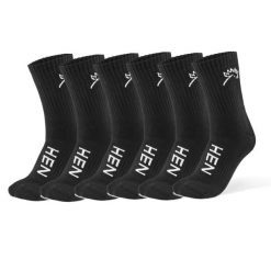 Everyday – do połowy łydki – skarpety sportowe – czarne – zestaw 6 par. Białe skarpety HEN SPORTSGEAR, bez wzorów, z bawełny. Za 99.00 zł.