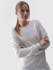 4F Bluza dresowa nierozpinana bez kaptura damska - szara XL. Szare bluzy 4f, xl, bez wzorów, z bawełny, bez kaptura. W wyprzedaży za 99.99 zł.