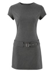 Trendyol Sukienka w kolorze antracytowym rozmiar: 38. Czarne sukienki Trendyol, bez wzorów, bez kołnierzyka, bez ramiączek, mini. Za 104.99 zł.