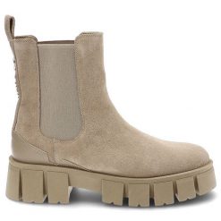 Beżowe Botki Carinii Wygodne Skórzane Buty. Brązowe botki Carinii, bez wzorów, ze skóry, bez obcasa, bez zapięcia. Za 409.00 zł.