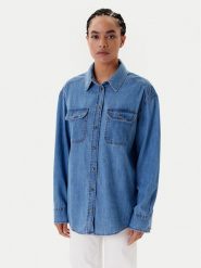 Tommy Jeans Koszula jeansowa DW0DW21073 Niebieski Relaxed Fit. Niebieskie koszule Tommy Jeans, xxs, bez wzorów, z bawełny, bez kołnierzyka, bez ramiączek. Za 389.99 zł.