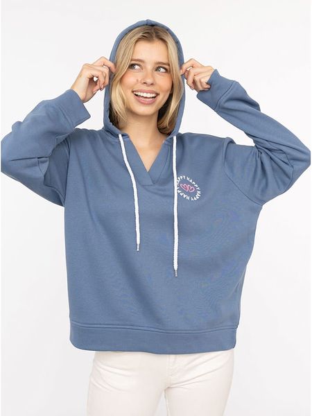 Zwillingsherz Bluza "Smile Everyday Enjoy" w kolorze niebieskim rozmiar: L/XL. Niebieskie bluzy Zwillingsherz, l, bez wzorów, z kapturem. Za 187.96 zł.