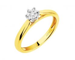 Pierścionek z żółtego i białego złota z brylantami - 0,06 ct - próba 750. Białe pierścionki Apart, z brylantem, złote. Za 3,590.00 zł.