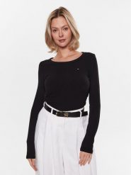 Tommy Hilfiger Bluzka WW0WW38869 Czarny Slim Fit. Czarne bluzki TOMMY HILFIGER, m, bez wzorów, z wiskozy, bez kołnierzyka, bez ramiączek. Za 189.99 zł.