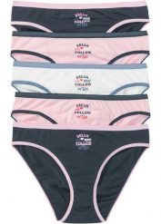 Figi z bawełną (5 par). Niebieskie figi bonprix, bez wzorów, z bawełny. Za 64.99 zł.