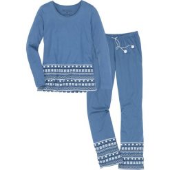Piżama, bawełna organiczna bonprix niebieski dżins - biały z nadrukiem. Piżamy bonprix. Za 89.99 zł.