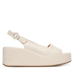 Sandały HÖGL. Białe sandały Högl, bez wzorów, bez obcasa, na koturnie, bez zapięcia. Za 849.99 zł.