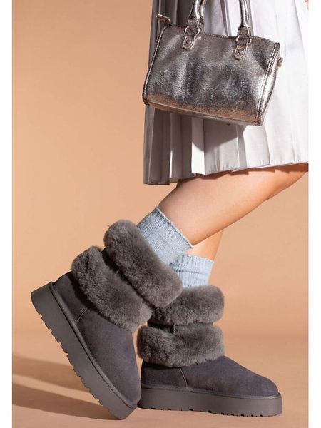 Gooce Skórzane kozaki zimowe "Mara" w kolorze antracytowym rozmiar: 40. Czarne kozaki Gooce, na zimę, ze skóry, bez obcasa, na platformie, bez zapięcia. Za 260.99 zł.