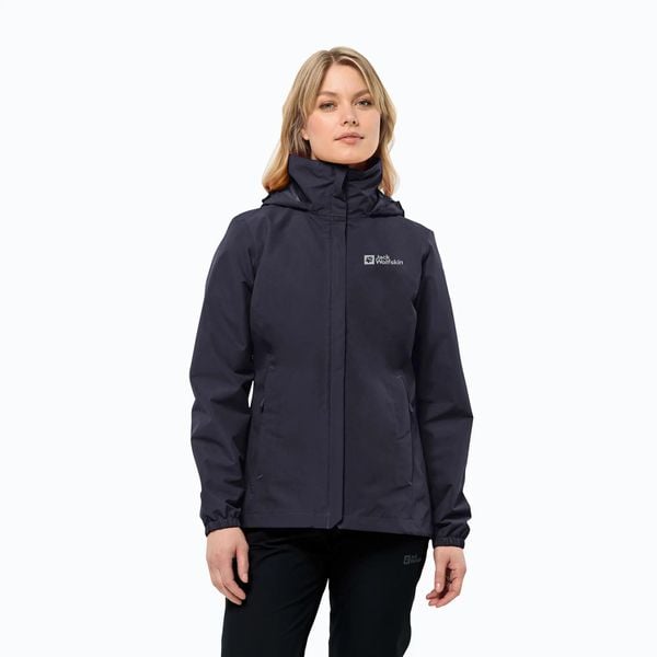 Kurtka przeciwdeszczowa damska Jack Wolfskin Stormy Point 2L. Szare kurtki sportowe Jack Wolfskin, l, bez wzorów, bez kaptura, trekkingowe. Za 399.99 zł.
