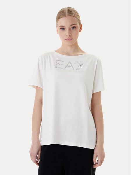 EA7 Emporio Armani T-Shirt 7W001098 AF14880 U1142 Biały Slim Fit. Białe t-shirty EA7 Emporio Armani, m, bez wzorów, z bawełny, bez kołnierzyka, bez ramiączek. Za 349.99 zł.