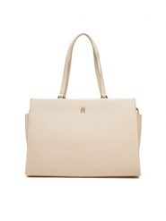 Tommy Hilfiger Torebka Th Legacy Tote AW0AW17197 Écru. Torebki klasyczne TOMMY HILFIGER, bez wzorów, ze skóry, bez dodatków. Za 399.99 zł.