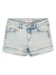 Vingino Szorty dżinsowe w kolorze błękitnym rozmiar: 122. Niebieskie szorty Vingino, z aplikacjami, ze skóry, klasyczne. Za 86.99 zł.