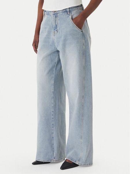 Eleh Jeansy EL103 Błękitny Wide Leg. Niebieskie jeansy Eleh, bez wzorów. Za 334.99 zł.
